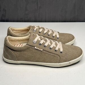 Taos Star Sneakers Womens 9 Khaki Canvas Lace Up Comfort Walking Shoes STA-1284